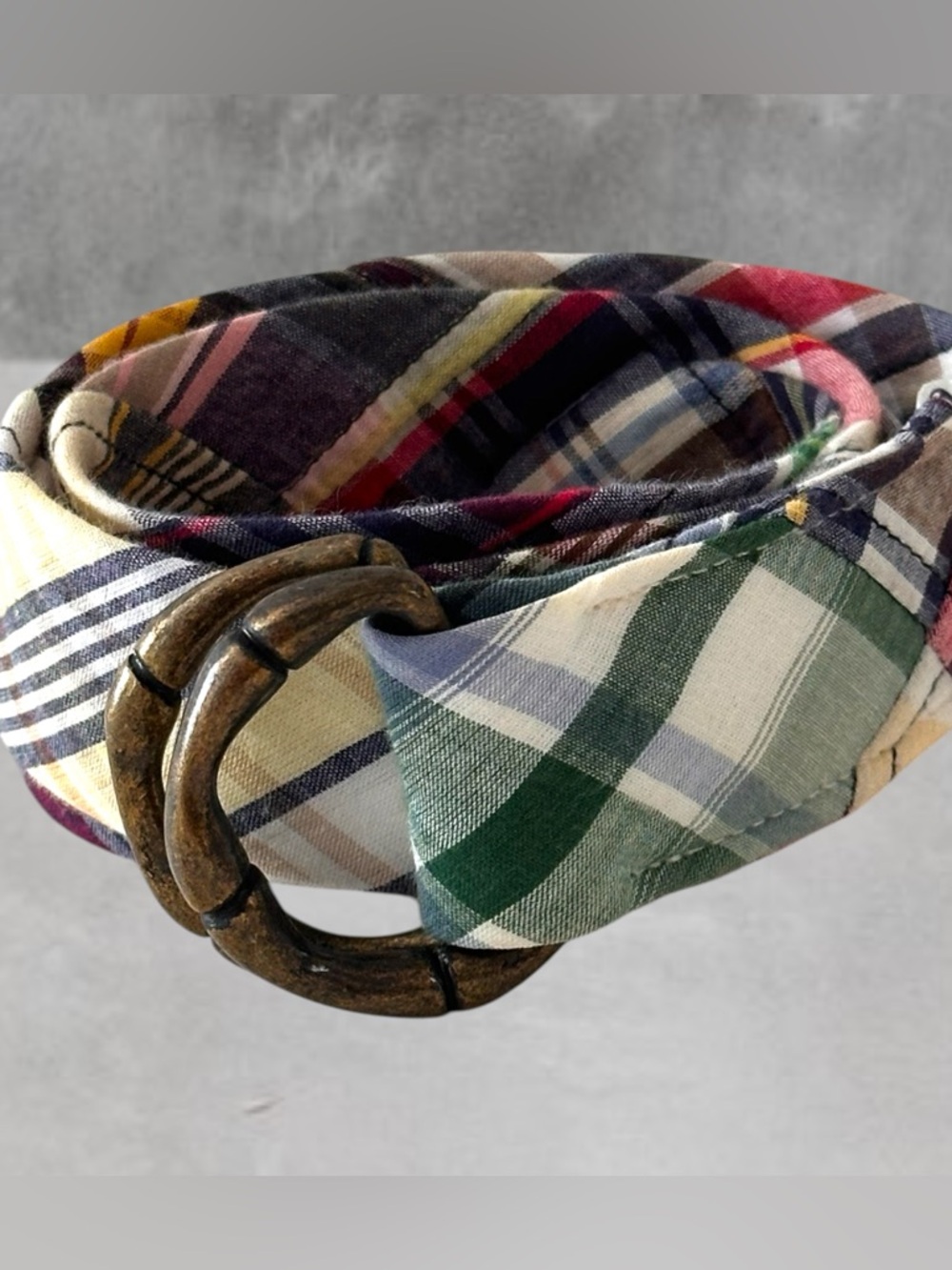 J. CREW MADRAS O RING BELT S/M